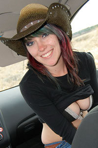 Kinky Cowgirl Sabrina In the Car