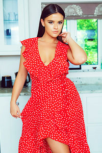 Brook Wright in a Red Polkadot Dress
