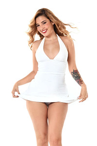 Curvy Agatha Vega in a White Dress