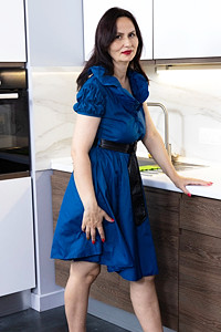 Isadora Busty Hairy Milf Toying in the Kitchen