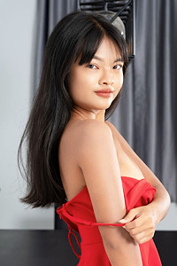Lilly Narak in a Red Dress